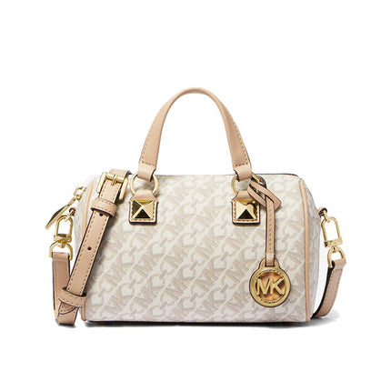 Michael Kors Women's Grayson Small Empire Signature Logo Duffel Crossbody Bag Vanilla