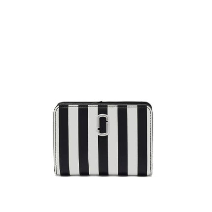 Marc Jacobs Women's The Striped J Marc Mini Compact Wallet Black/White