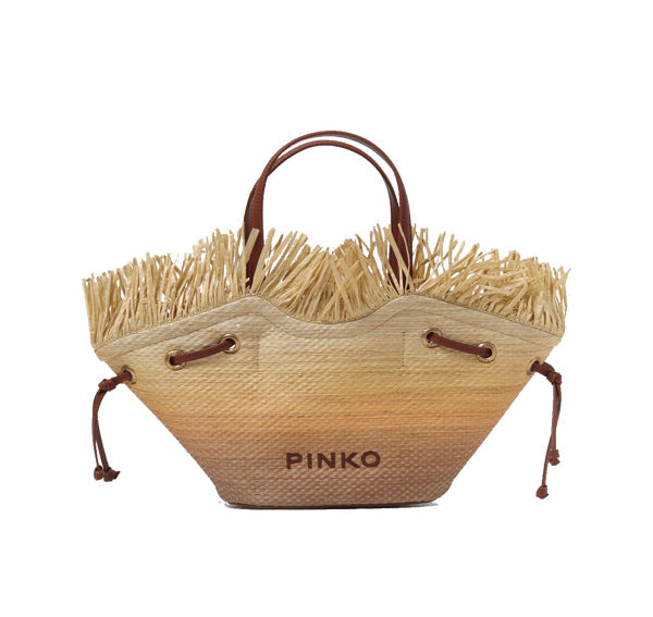 Pinko Women's Small Pagoda Shopper Bag in Faded Raffia Brown