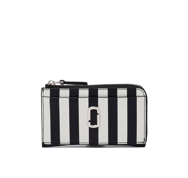 Marc Jacobs Women's The Striped J Marc Top Zip Multi Wallet Black/White