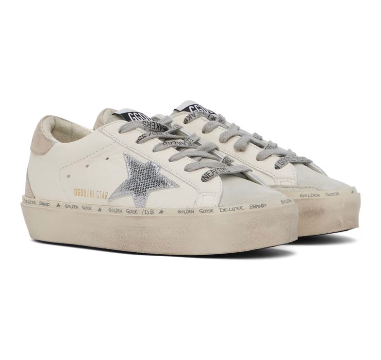 Golden Goose Women's Hi Star Sneakers White/Ice/Silver