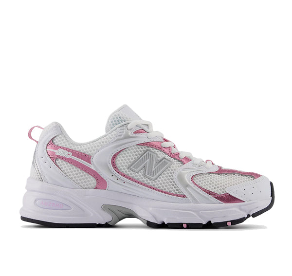 New Balance 530 White with Pink Sugar and Silver Metallic MR530PK