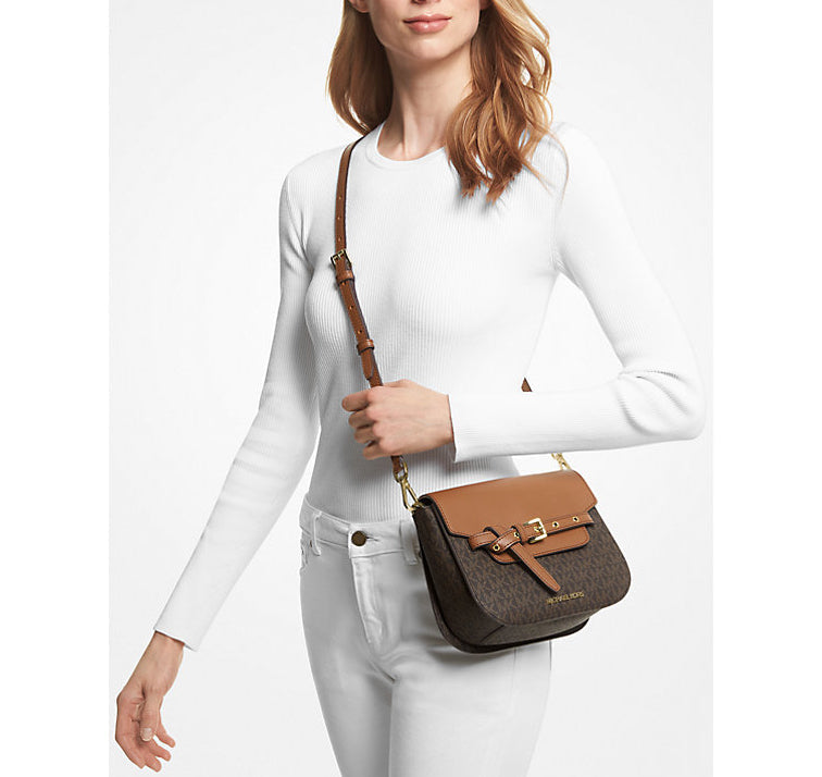 Michael Kors Women's Emilia Small Logo Crossbody Bag Brown/Gold