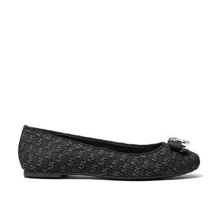 Michael Kors Women's Honey Logo Embossed Washed Denim Ballet Flat Black