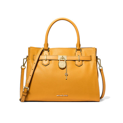 Michael Kors Women's Hamilton Medium Leather Satchel Golden Rod