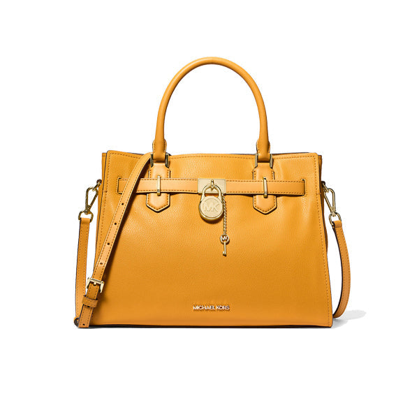 Michael Kors Women's Hamilton Medium Leather Satchel Golden Rod