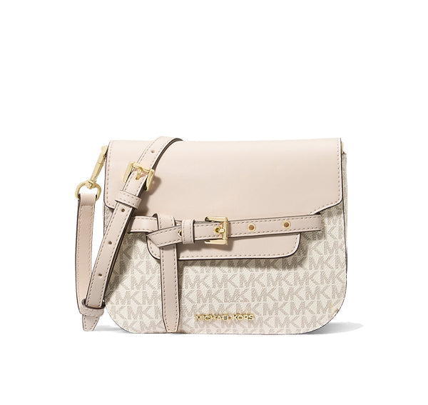 Michael Kors Women's Emilia Small Logo Crossbody Bag Light Cream Multi