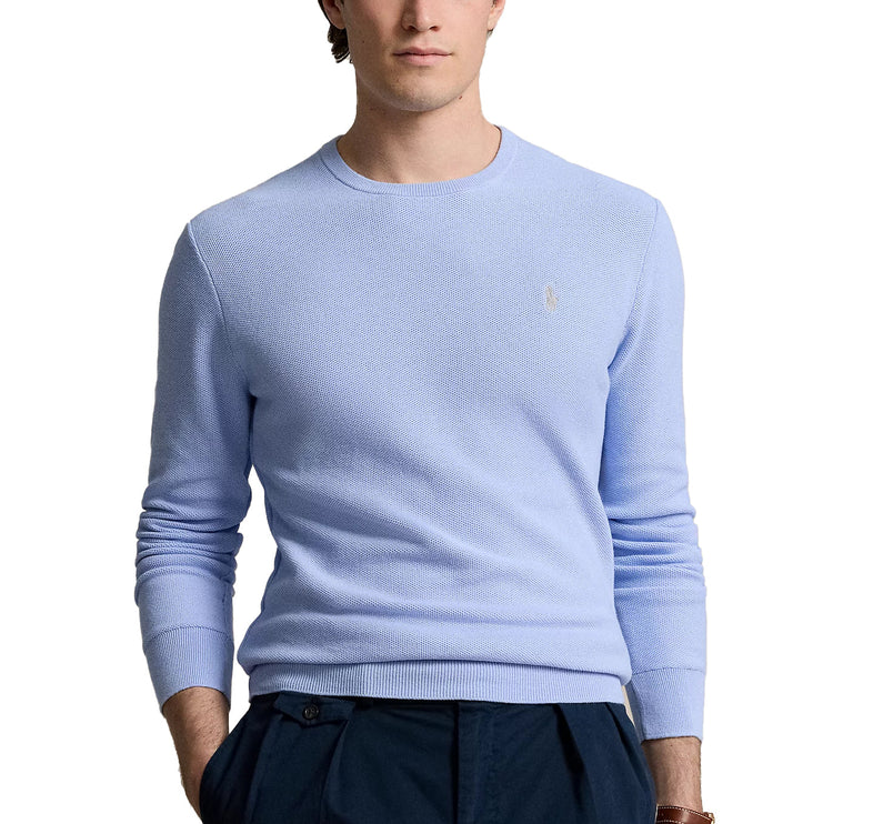 Polo Ralph Lauren Men's Textured Cotton Crewneck Sweater Blue Hyacinth