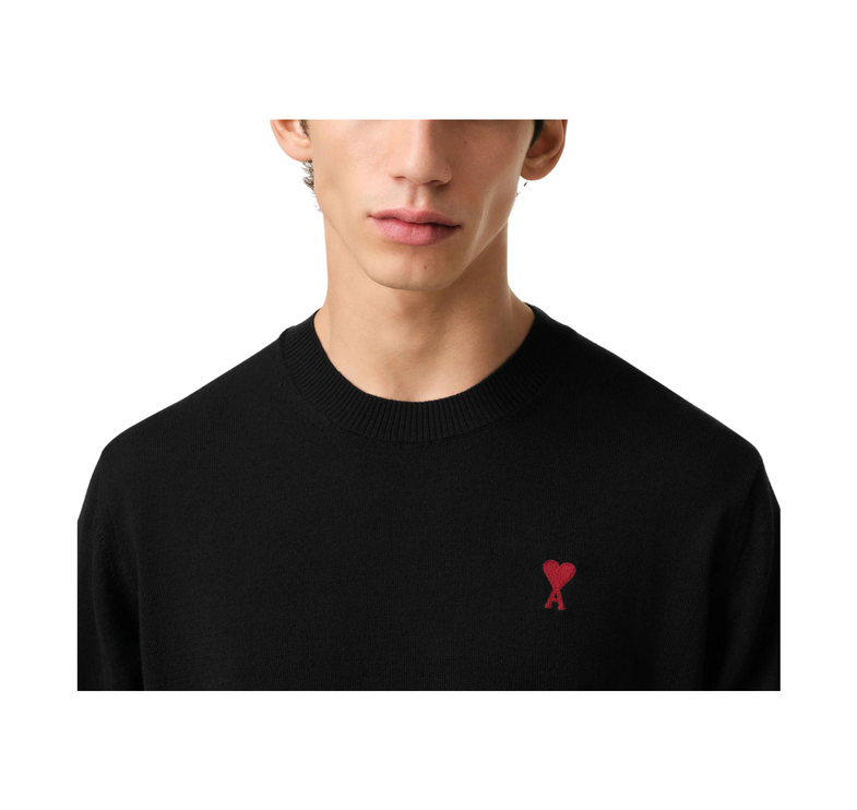 AMI Alexandre Mattiussi Unisex Wool Ami de Coeur Crew Neck Sweater Black