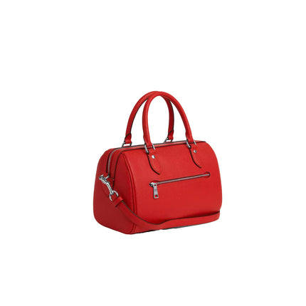 Coach Women's Rowan Satchel Bag Silver/Miami Red