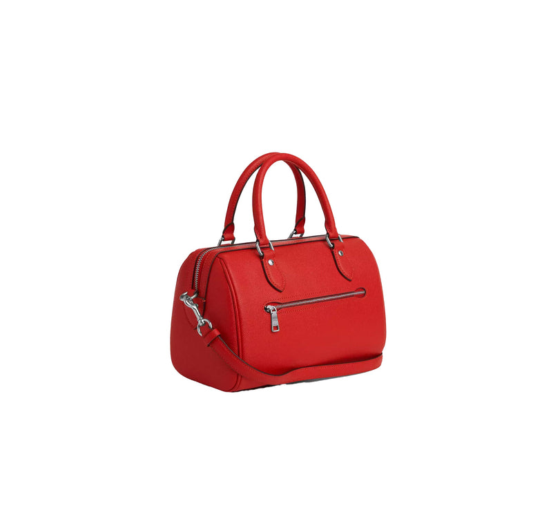 Coach Women's Rowan Satchel Bag Silver/Miami Red