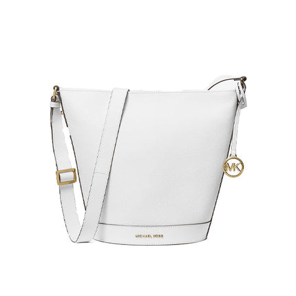 Michael Kors Women's Townsend Medium Pebbled Leather Messenger Bag Optic White