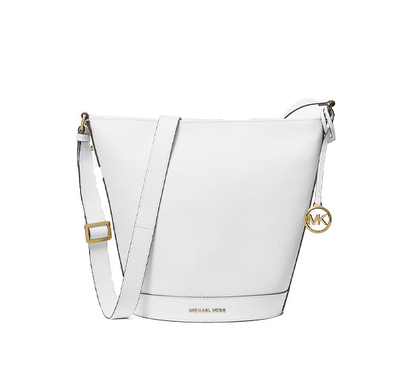 Michael Kors Women's Townsend Medium Pebbled Leather Messenger Bag Optic White