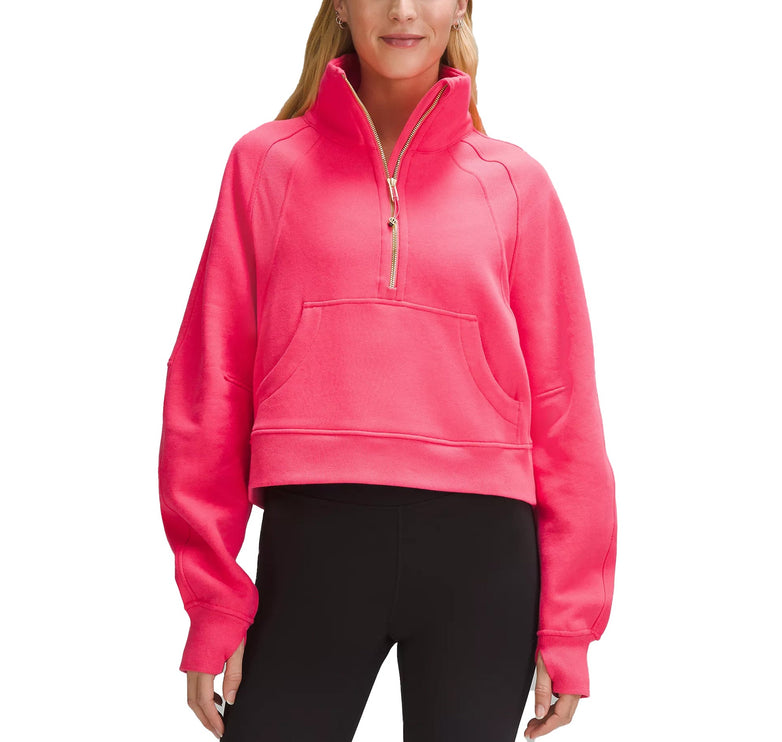 lululemon Women's Scuba Oversized Funnel Neck Half Zip Glaze Pink Gold