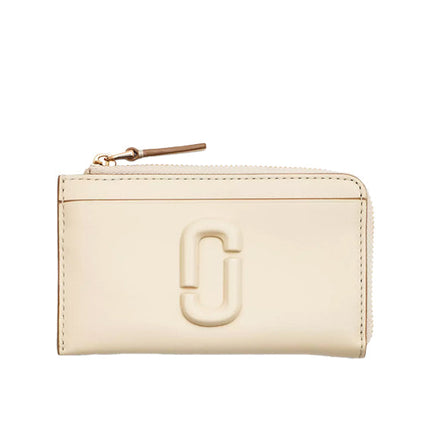 Marc Jacobs Women's The Leather J Marc Top Zip Multi Wallet Cloud White