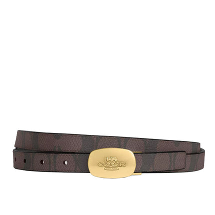 Coach Women's Signature Buckle Cut To Size Reversible Eliza Belt  18 Mm Gold Brown Black