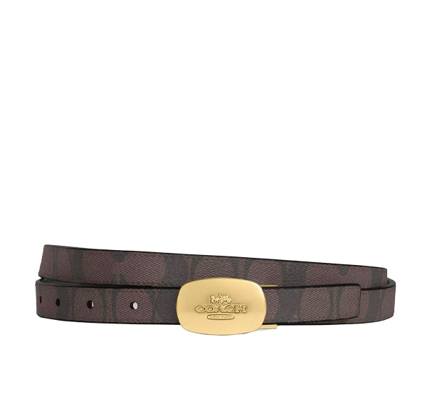 Coach Women's Signature Buckle Cut To Size Reversible Eliza Belt  18 Mm Gold Brown Black