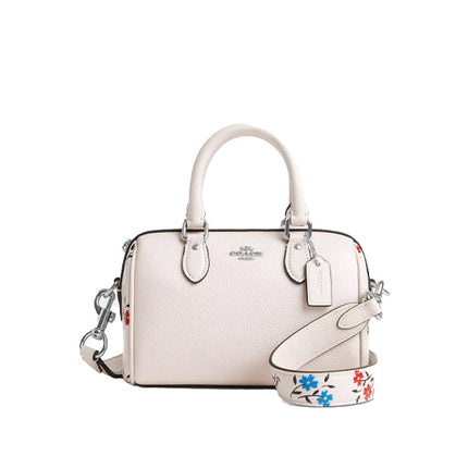 Coach Women's Mini Rowan Crossbody With Floral Print Silver/Chalk Multi