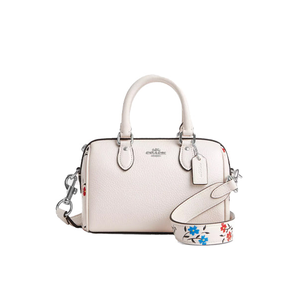 Coach Women's Mini Rowan Crossbody With Floral Print Silver/Chalk Multi