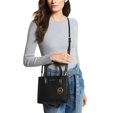 Michael Kors Women's Mercer Medium Pebbled Leather Crossbody Bag Black