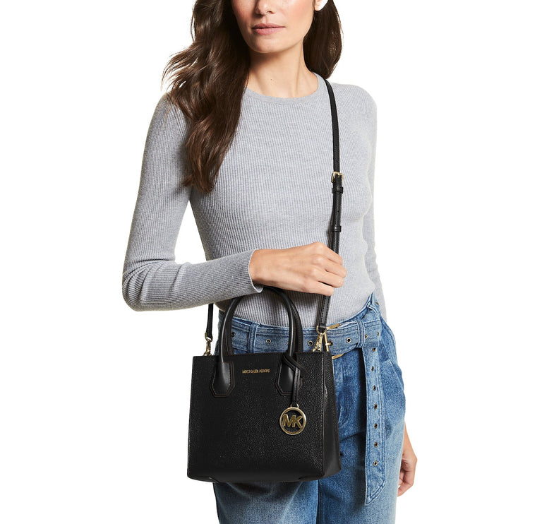 Michael Kors Women's Mercer Medium Pebbled Leather Crossbody Bag Black