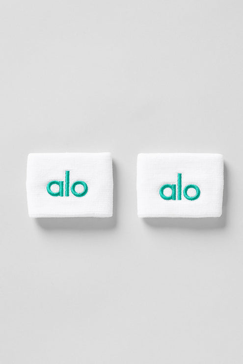 alo Women's Glow Wristband (2-Pack) - White/Spruce Green