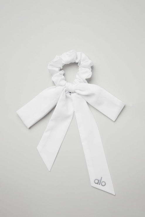 alo Women's Love Knots Tie Scrunchie - White