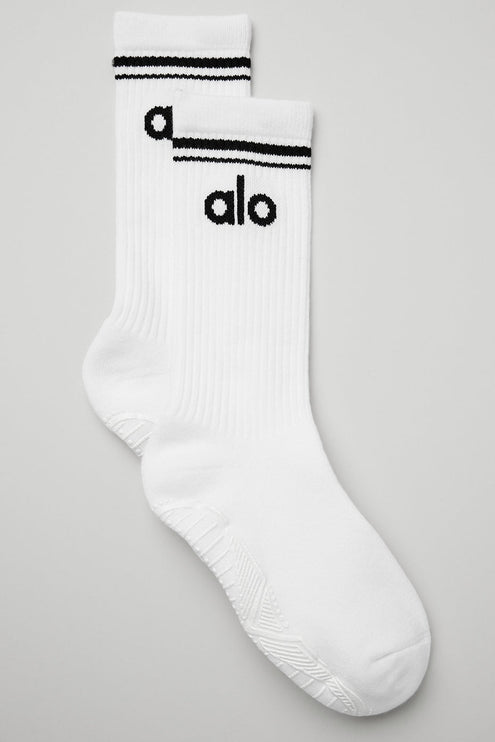 alo Women's Women's Throwback Barre Sock - White/Black
