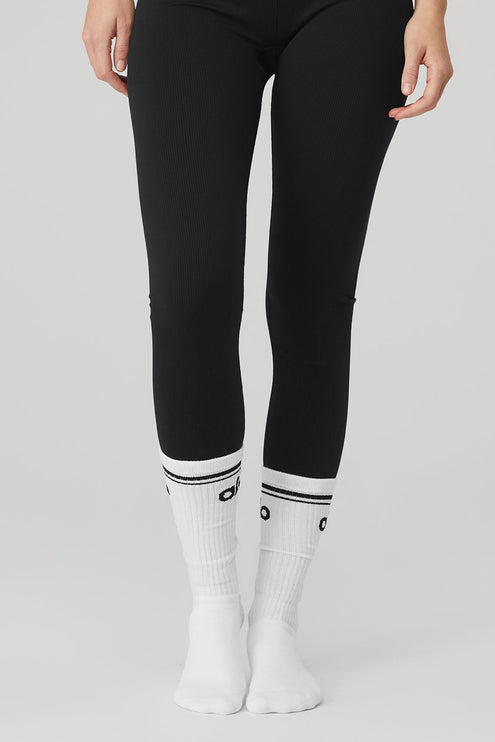 alo Women's Women's Throwback Barre Sock - White/Black