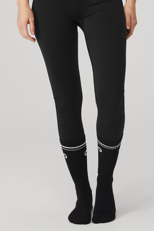 alo Women's Women's Throwback Barre Sock - Black/White