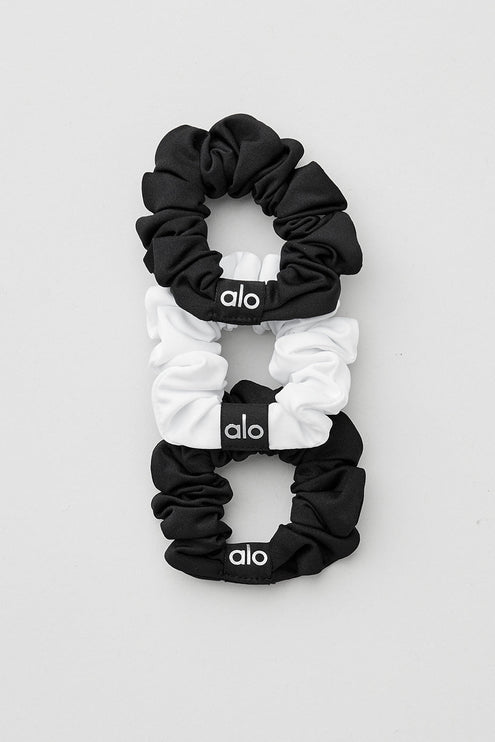 alo Women's Fresh Mini Scrunchie (3-Pack) - Black/White