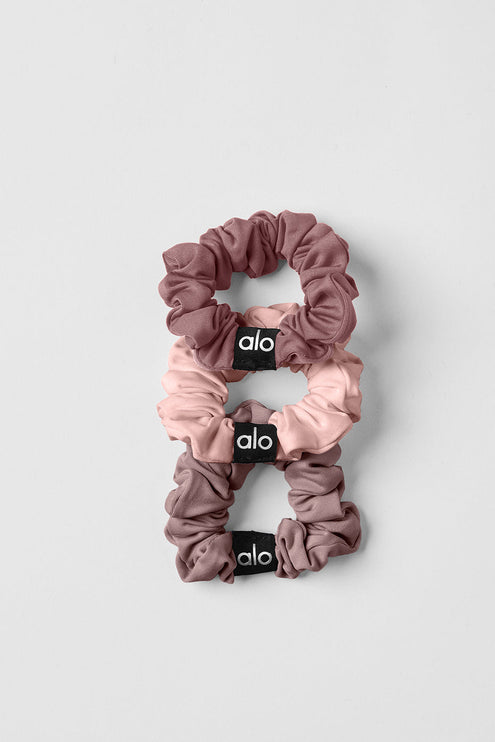alo Women's Fresh Mini Scrunchie 3-Pack - Mushroom/Pink Quartz/Smoky Quartz