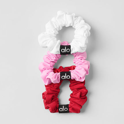 alo Women's Fresh Mini Scrunchie 3-Pack - Bold Red/Sweet Pink/White