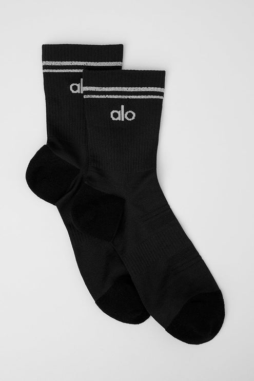 alo Men's Unisex Half-Crew Performance Sock - Black