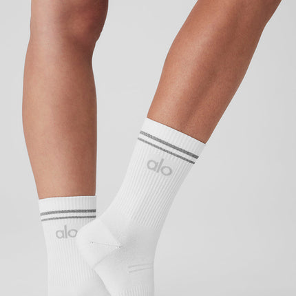 alo Women's Unisex Half-Crew Performance Sock - White