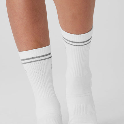 alo Men's Unisex Half-Crew Performance Sock - White