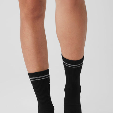 alo Men's Unisex Half-Crew Performance Sock - Black