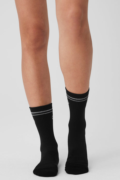 alo Men's Unisex Half-Crew Performance Sock - Black