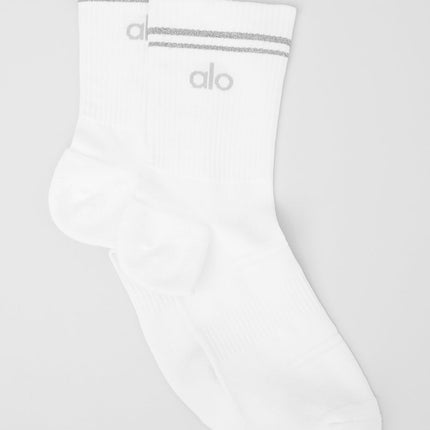 alo Men's Unisex Half-Crew Performance Sock - White