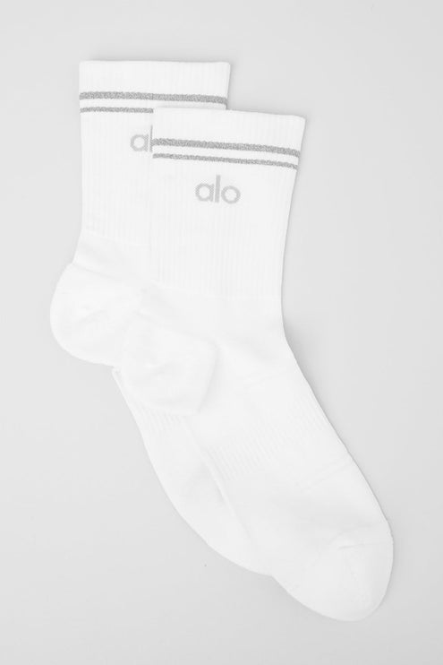 alo Men's Unisex Half-Crew Performance Sock - White