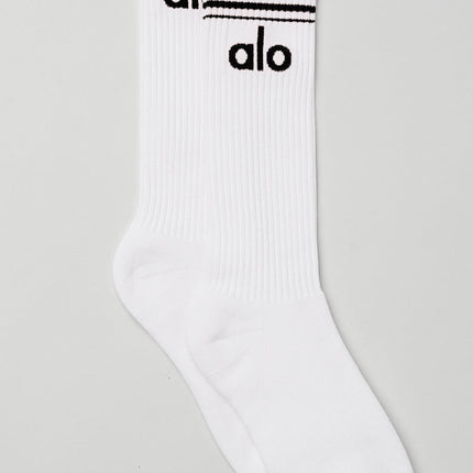 alo Women's Unisex Throwback Sock - White/Black