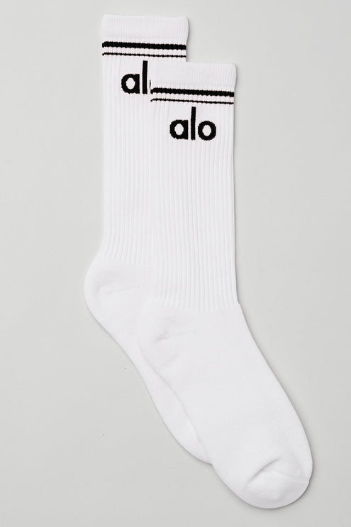 alo Women's Unisex Throwback Sock - White/Black