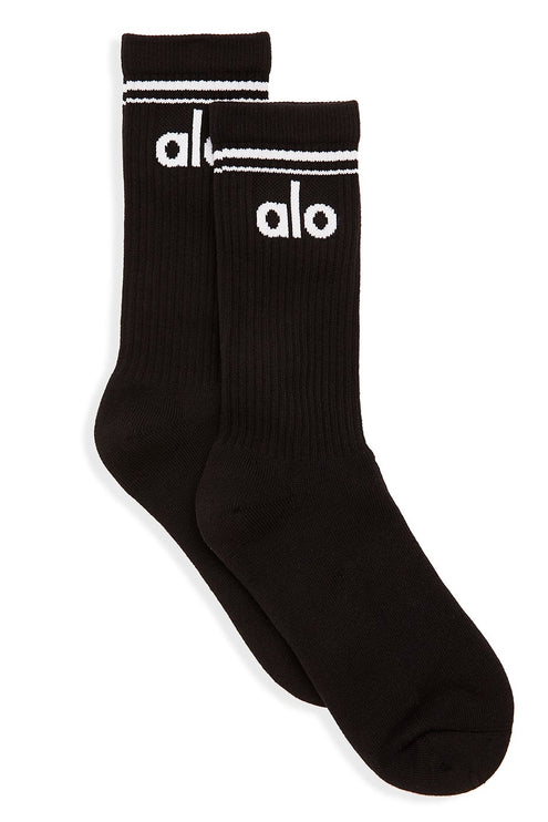 alo Women's Unisex Throwback Sock - Black/White
