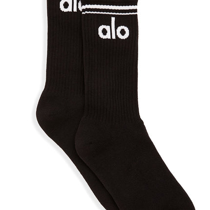 alo Women's Unisex Throwback Sock - Black/White