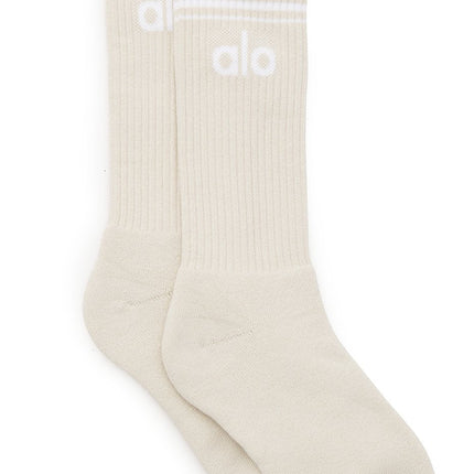 alo Women's Unisex Throwback Sock - Bone/White