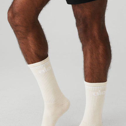 alo Women's Unisex Throwback Sock - Bone/White