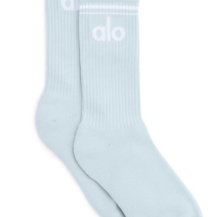 alo Women's Unisex Throwback Sock - Powder Blue/White