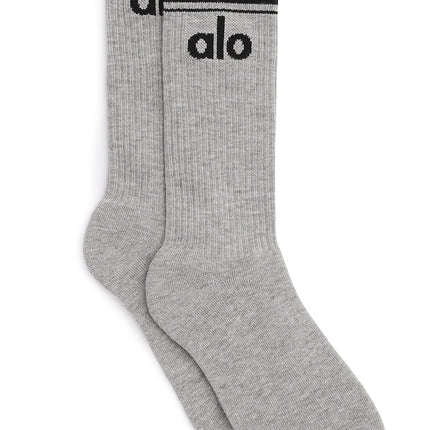 alo Women's Unisex Throwback Sock - Athletic Heather Grey/Black