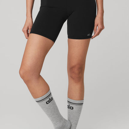 alo Women's Unisex Throwback Sock - Athletic Heather Grey/Black