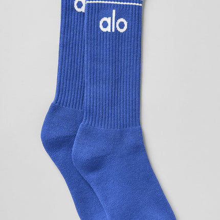 alo Women's Unisex Throwback Sock - Marathon Blue/White